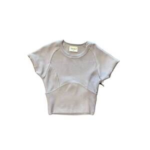 NEW TENLY girl's rayon rib cap sleeve tee in cobblestone